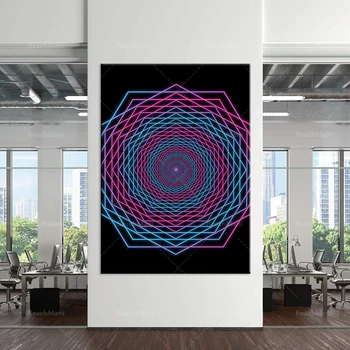 Zilā un rozā ilūziju māksla sienas plakātu | Op art spirāles efekts | Moderna, vienkārši, unikāli un interesanti Éclectique mākslas apdare